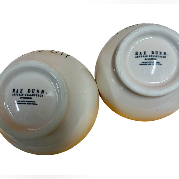 Rae Dunn Artisian LETS EAT & MORE PLEASE Cereal bowls soup poke bowl white (2) - Picture 2 of 5